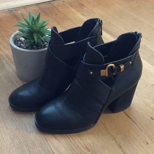 Isola Black Leather Booties